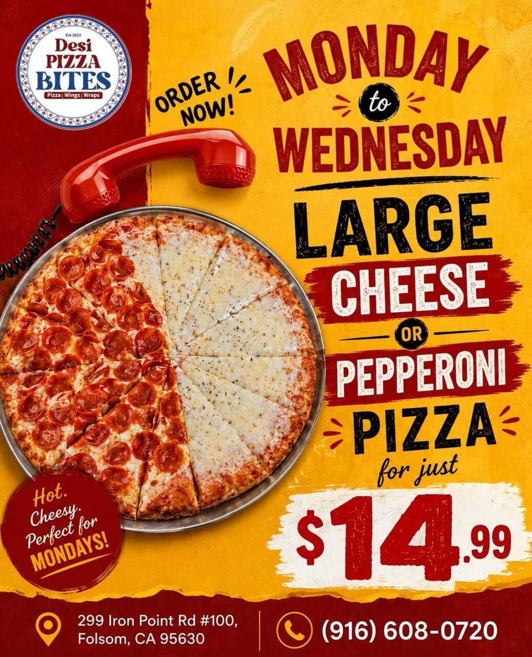 Boston, Food & Drink, Pizza Delivery & Takeout In Folsom | Desi Pizza Bites