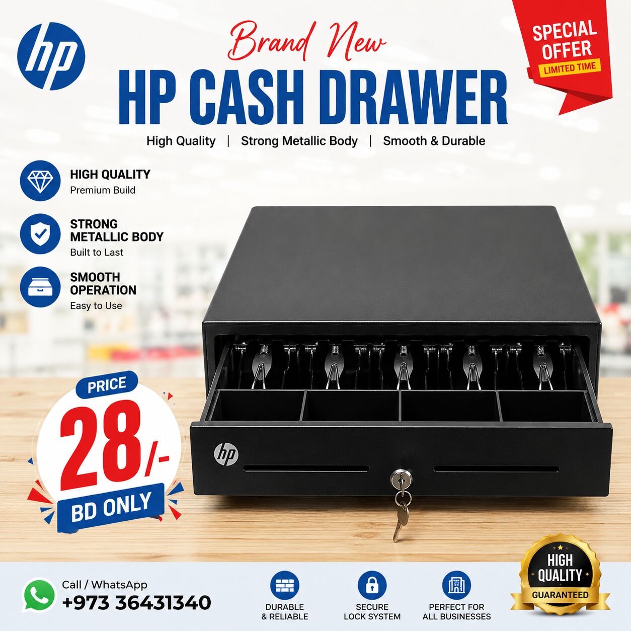 East Riffa, Computers, BHD 28,  New HP High Quality Cash Drawer Strong Metal Body (In 28.00/-BD Only) Call: +973 34593559