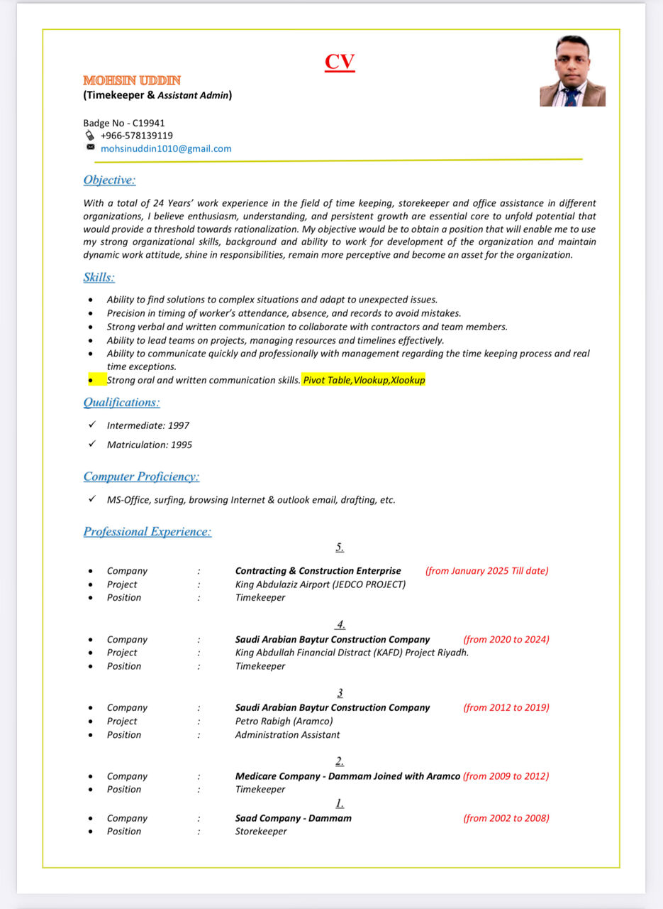 Riyadh, Job Seekers, Timekeeper And Administration