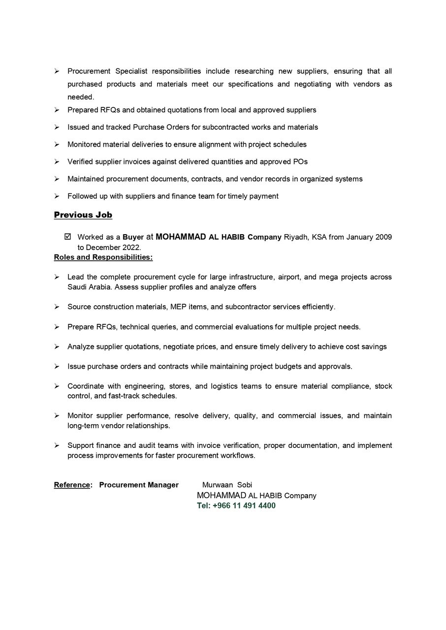 Jeddah, Job Seekers, Purchasing Officer Looking For Job