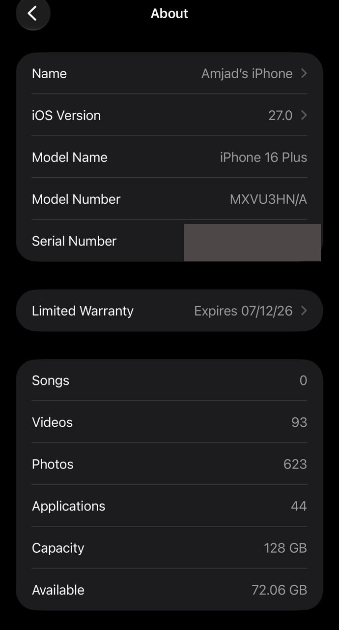 Hara, Mobile Phones, SAR 2250,  Apple IPhone 16 Plus, 128GB, Classic Black, In Excellent, Like New Condition.