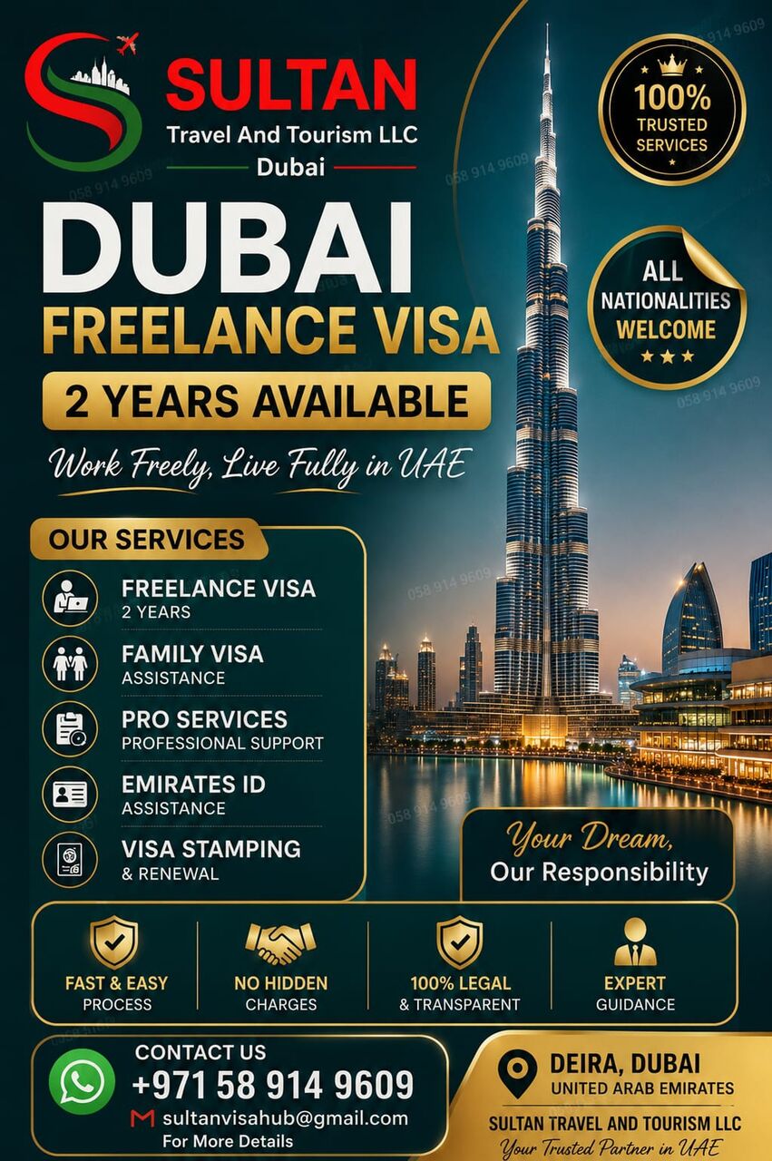 Dubai, Immigration, UAE Dubai 2-Year Freelance Residence Visa | Family Visa | Sultan Travel & Tours