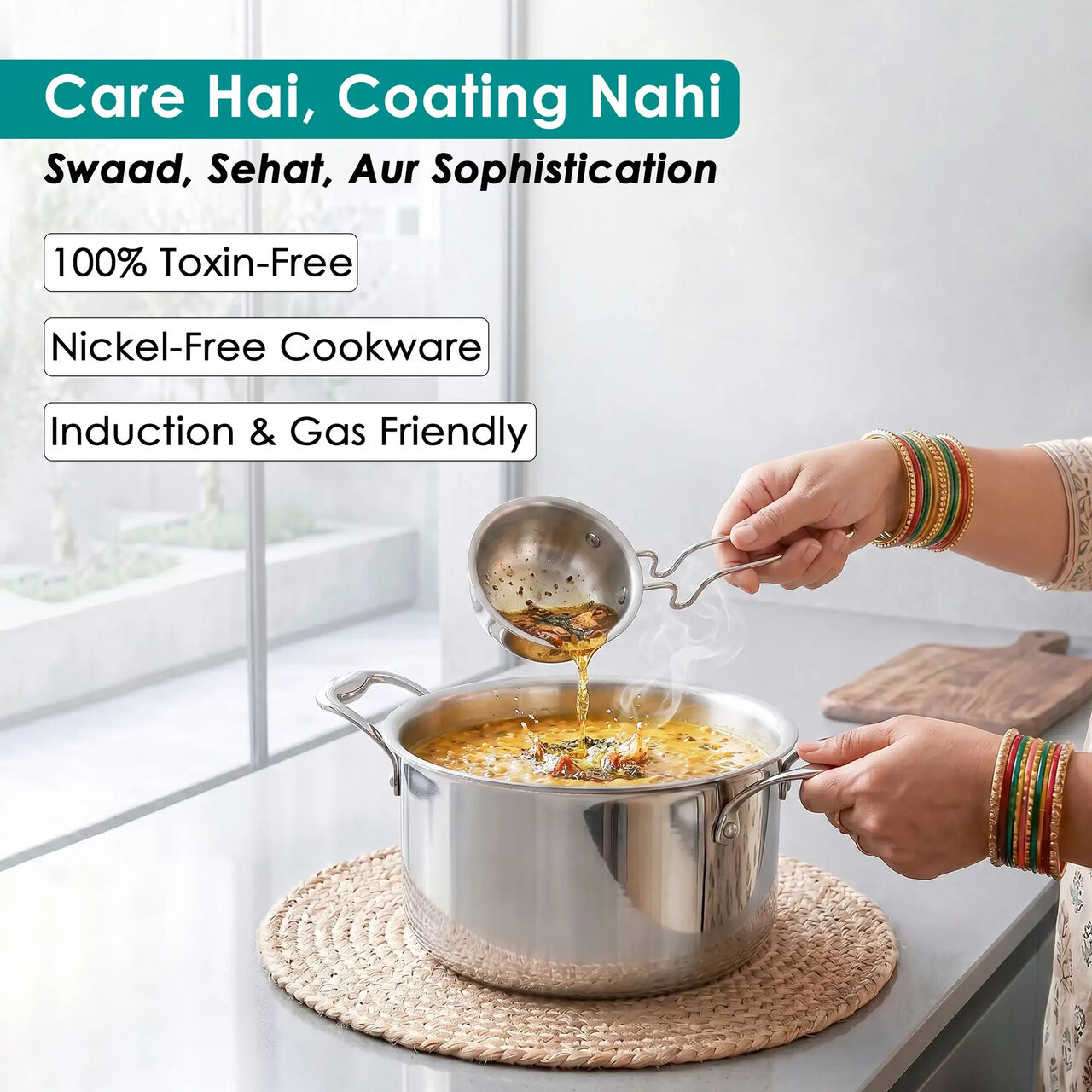 New Delhi, Household Items, INR 947,  Stainless Steel Tadka Pan Without Lid &ndash; Tri-Ply, 11cm, Induction Friendly