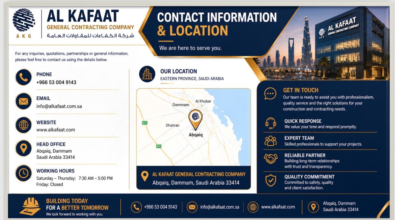 Abqaiq, Construction, YOUR TRUSTED PARTNER FOR ACCESS ROADS AND STRUCTURE PADS