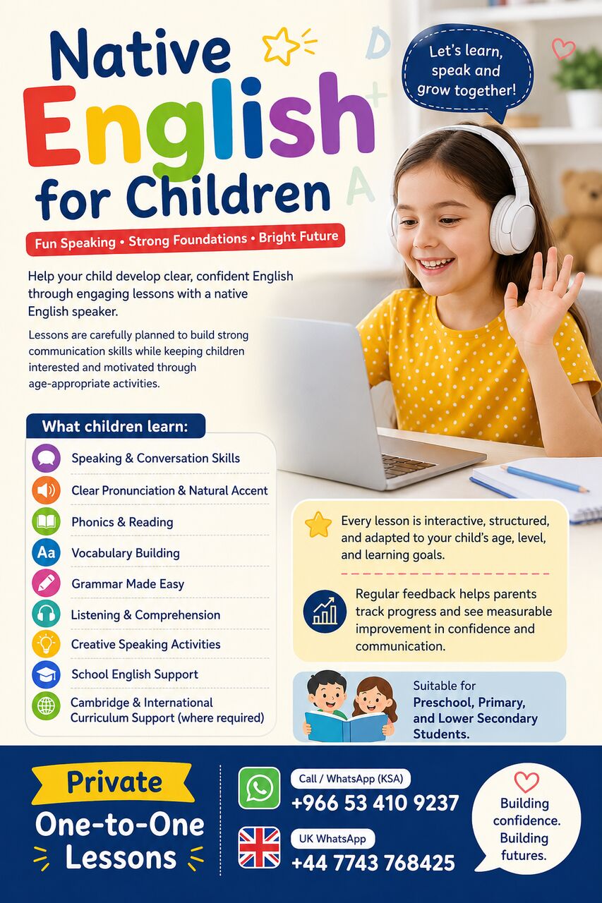 Dammam, Language Exchange, Native English For Children | Fun Speaking & Strong Foundations