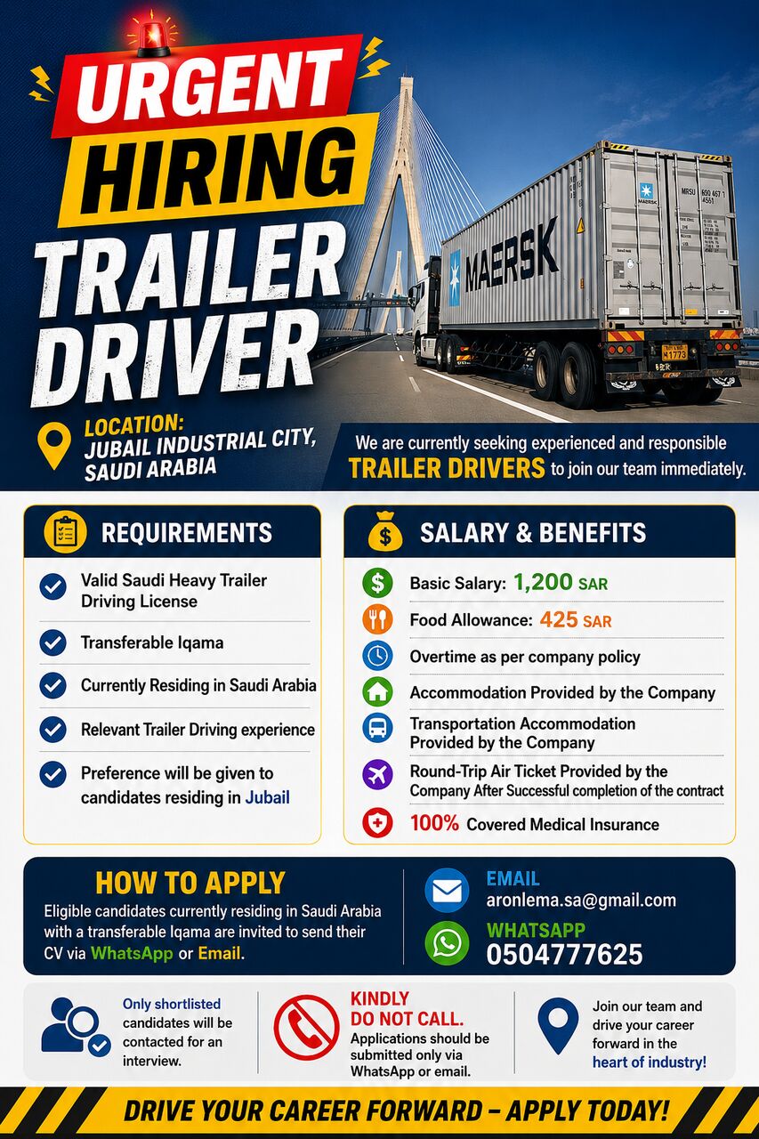 Jubail, Jobs, TRAILER DRIVER