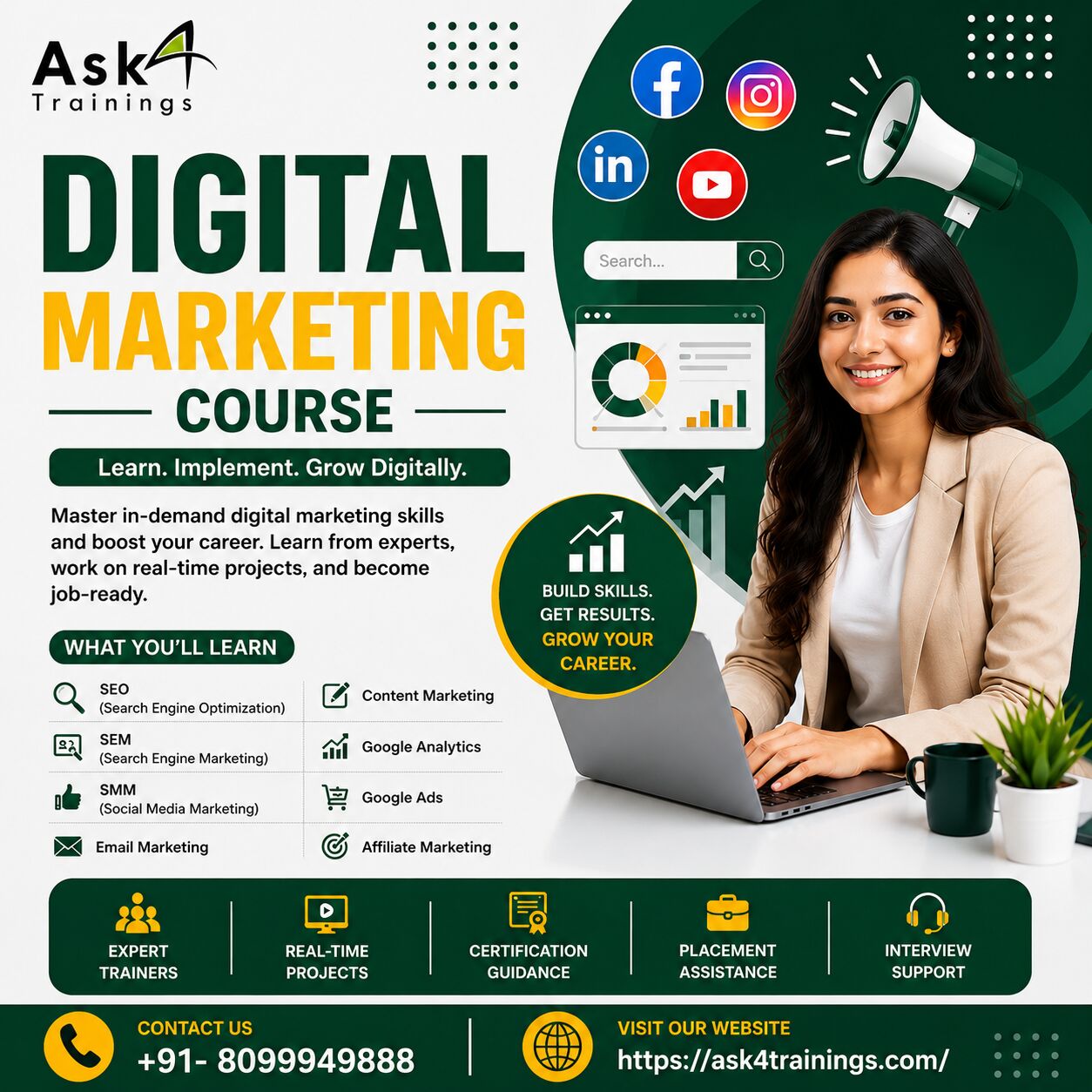 Hyderabad, Computers, INR 25000,  Digital Marketing Course With Placement Support