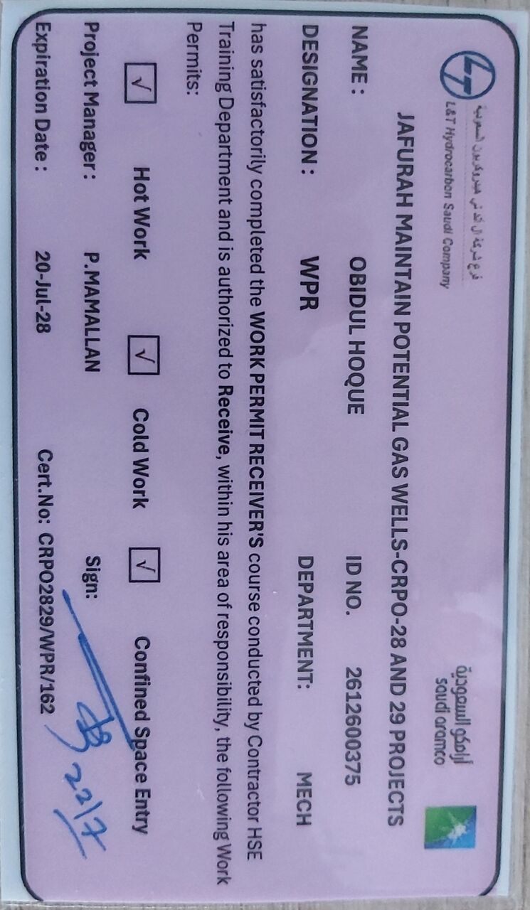 Dammam, Job Seekers, Approved Work Permit Receiver Available Valid  Cards L&T And GS Construction Arabia Co.Ltd