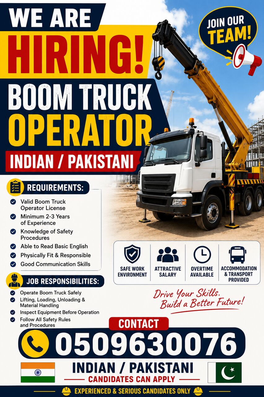 Dammam, Jobs, Required Boom Truck Operator