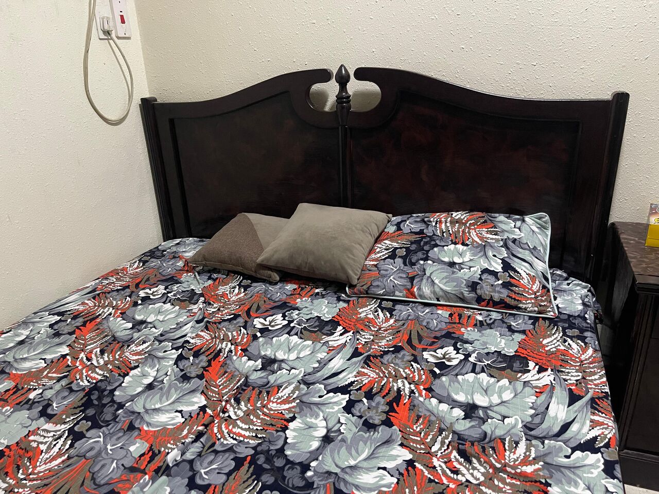 Khobar, Furniture, SAR 800,  Wooden Bed Set Complete ( 1 Bed With Mattress + 1 Dresser + 1cabinet + 2 Side Drawers)