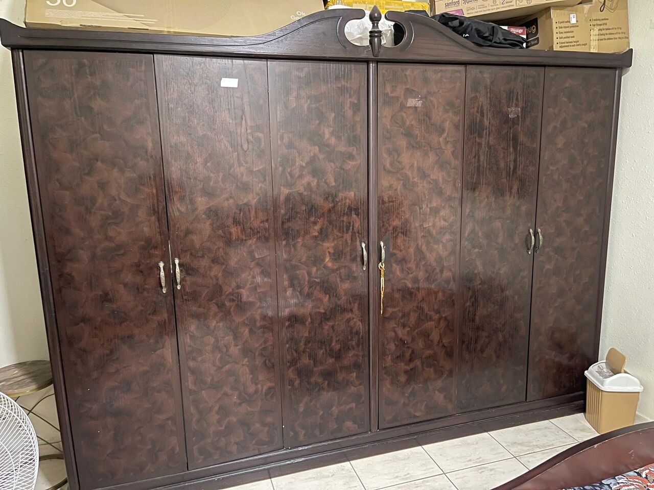 Khobar, Furniture, SAR 800,  Wooden Bed Set Complete ( 1 Bed With Mattress + 1 Dresser + 1cabinet + 2 Side Drawers)
