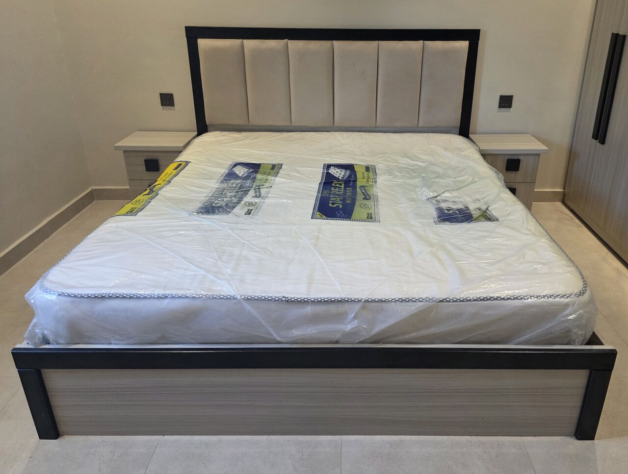 Al Malaz, Furniture, SAR 1150,  1150-Bedroom Set King Size Bed With Matress, Side Drawers, 6 Door Cupboard,Dressing Table