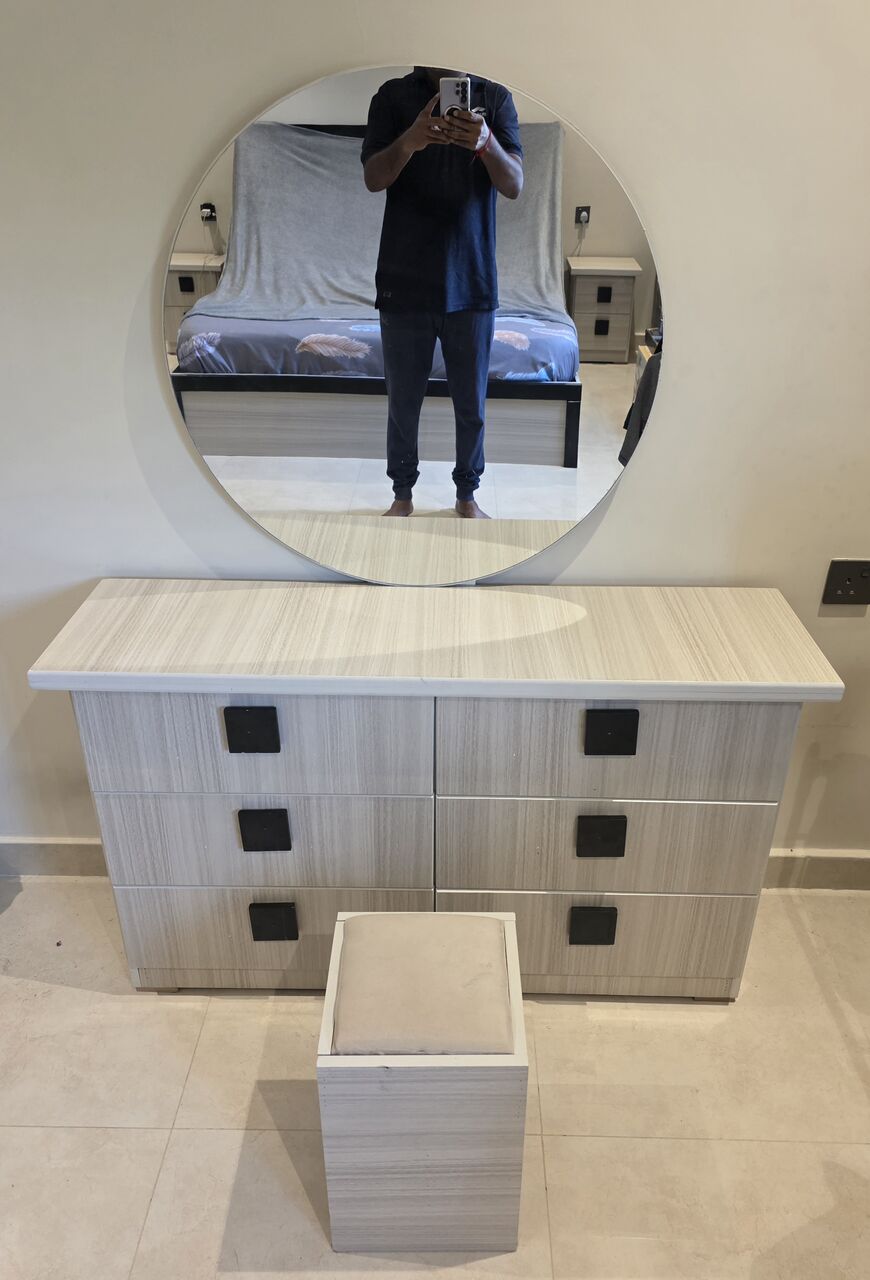Al Malaz, Furniture, SAR 1150,  1150-Bedroom Set King Size Bed With Matress, Side Drawers, 6 Door Cupboard,Dressing Table