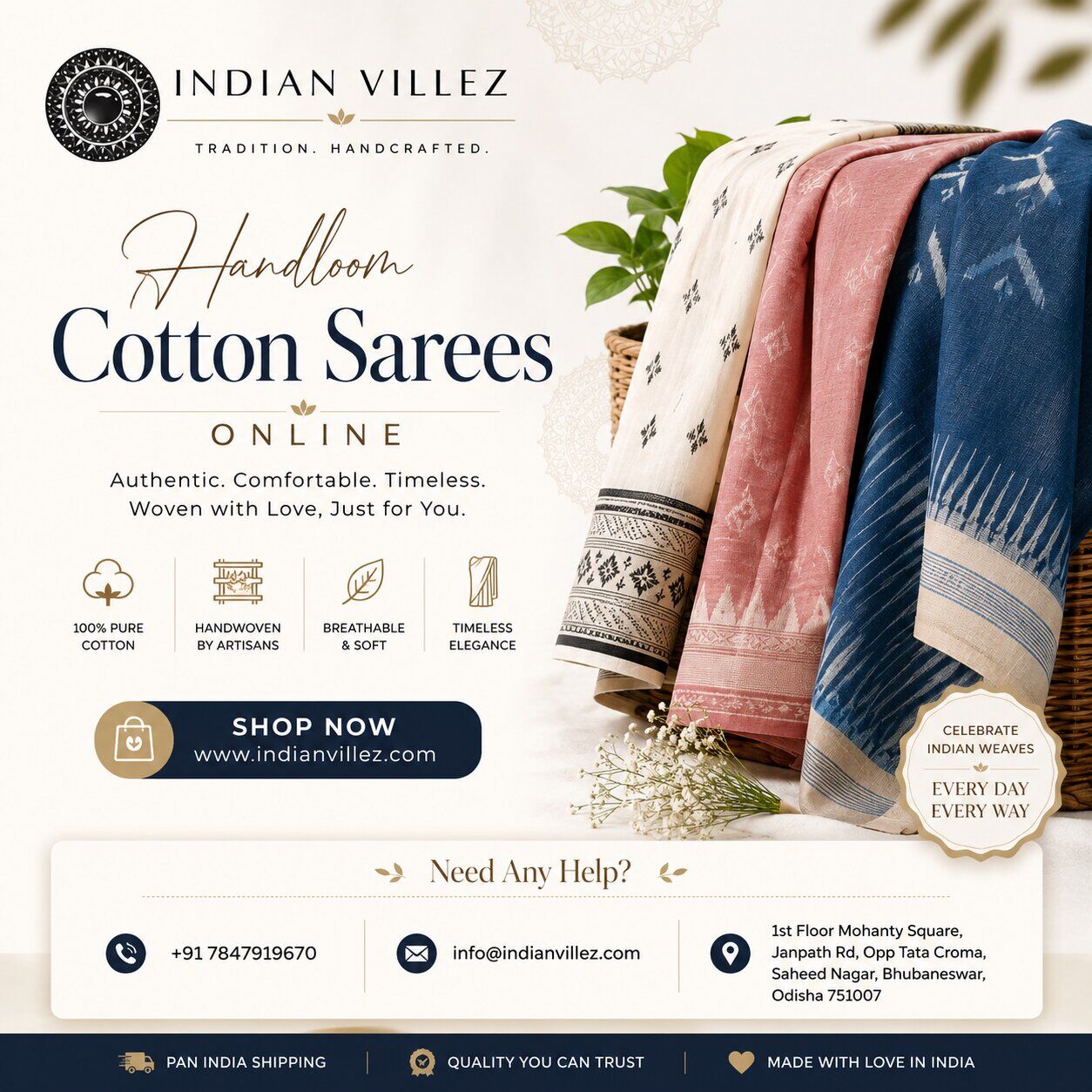 Bhubaneswar, Clothing & Accessories, INR 5215,  Handloom Cotton Sarees Online