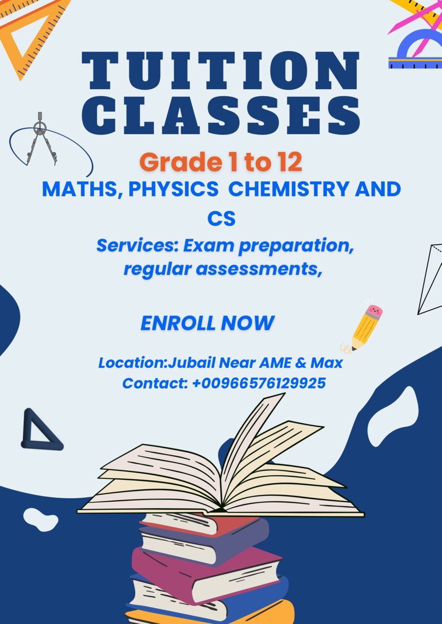Jubail, Lessons Offered, Tuition For Maths , Science And CS