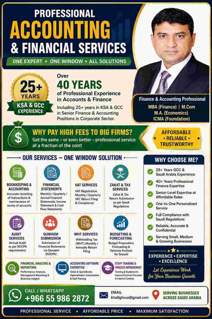 Jeddah, Accounting, Financial Experts For Accounting, Audit & Zakat, VAT & WHT Services, You Can Trust
