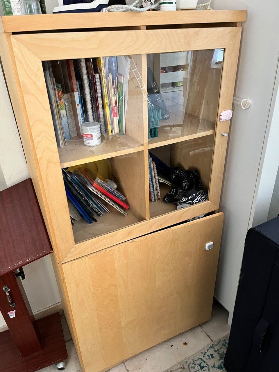Khobar, Furniture, SAR 150,  Wooden Bookcase / Display Cabinet With Glass Doors & Lower Storage