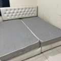 SAR 400,  King Size Bed Frame (180x200 Cm) With Tufted Headboard & 2 Mattresses