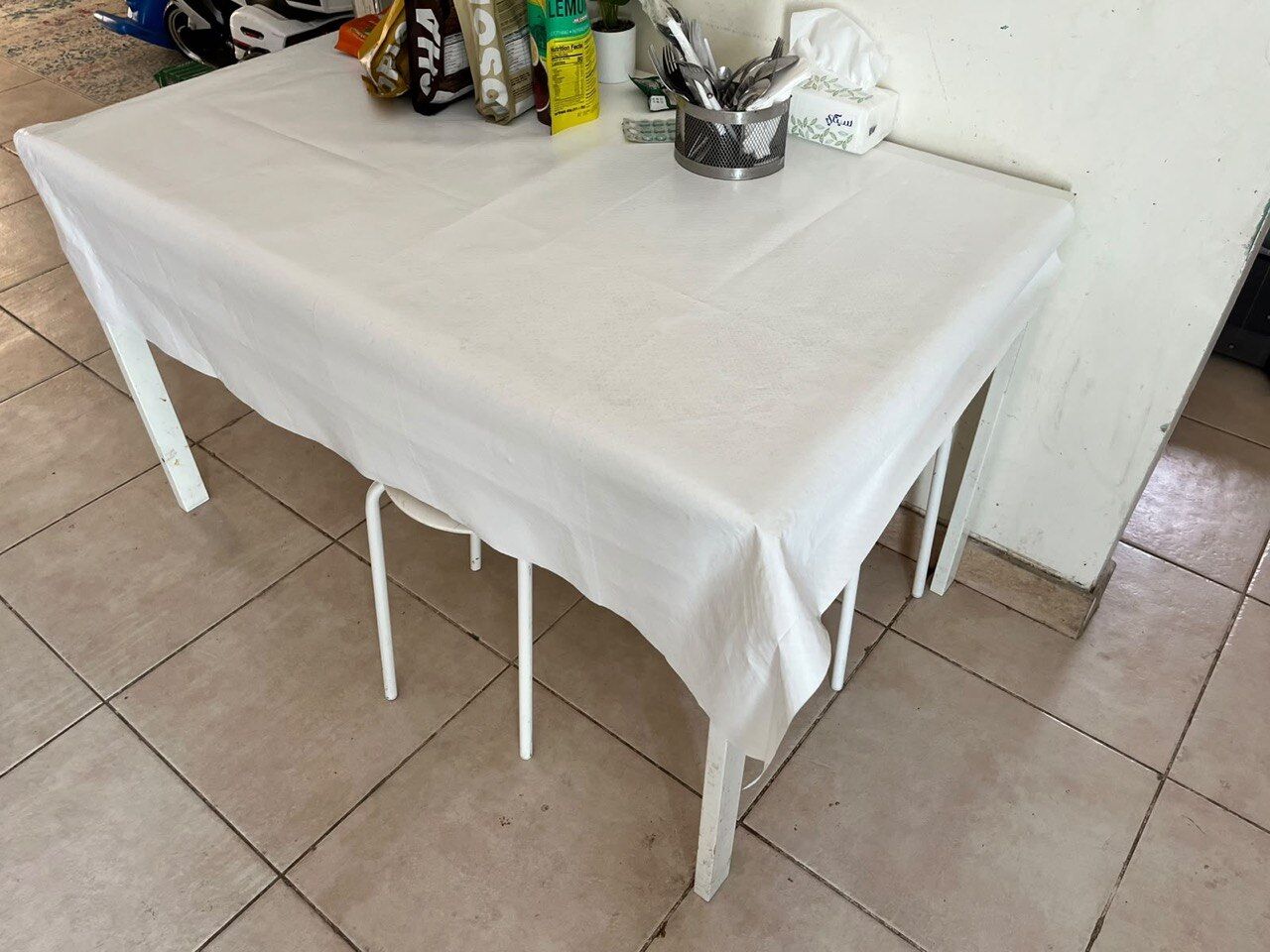 Khobar, Furniture, SAR 80,  White Rectangular Wooden Kitchen / Dining Table