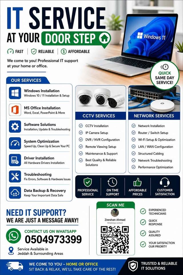 Jeddah, Technical, IT Services At Your DoorStep