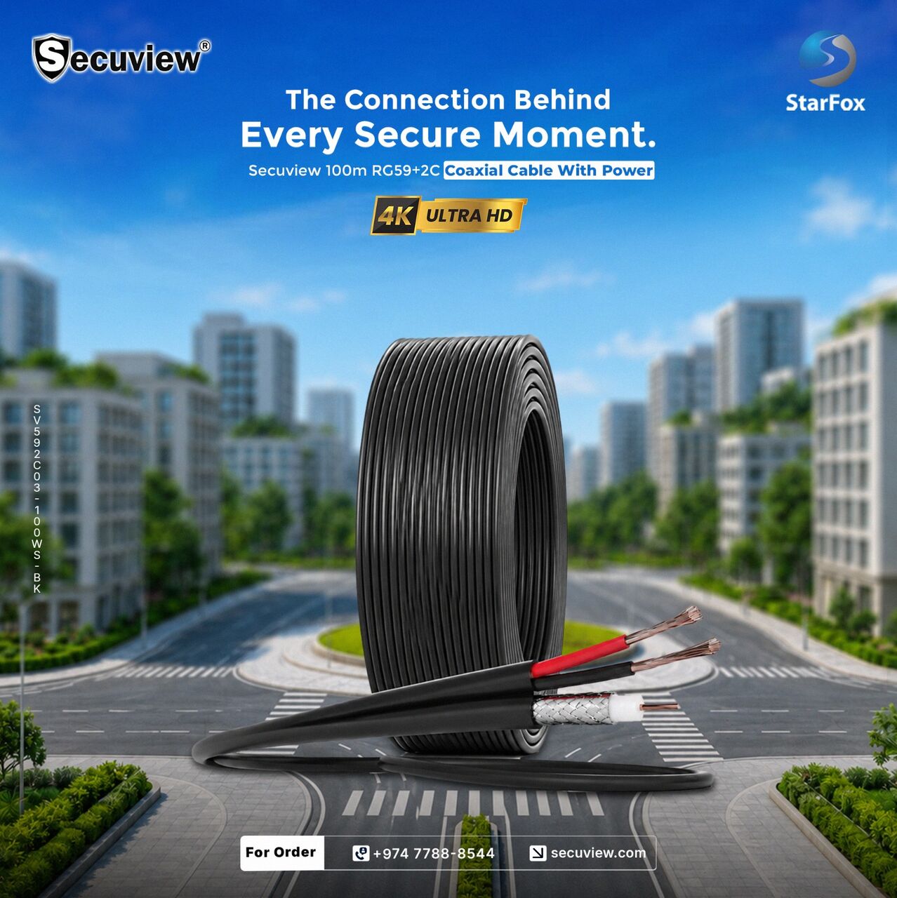 Doha, Electronics, QAR 84,  Secuview 100m RG59+2C Coaxial Cable With Power