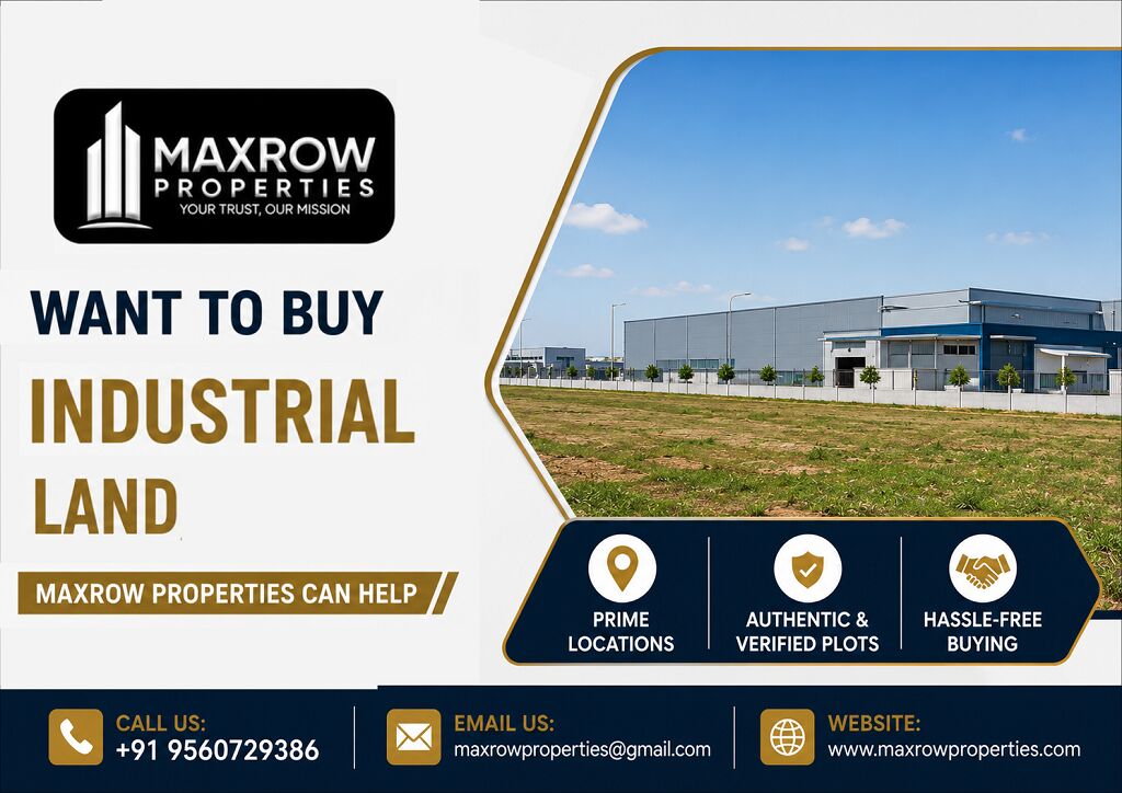 Noida, Apartments, Flats, Houses & Villas, Want To Buy Industrial Land In Noida? Maxrow Properties Can Help