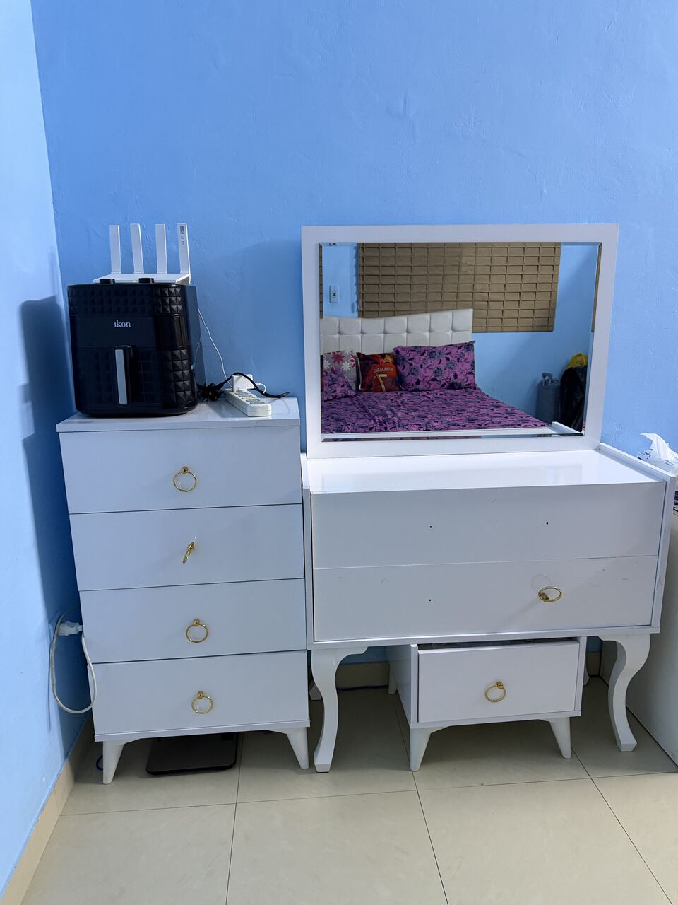Jeddah, Furniture, SAR 1700,  Bed Room Set For Sale White Color 7 Pieces  With New Mattress