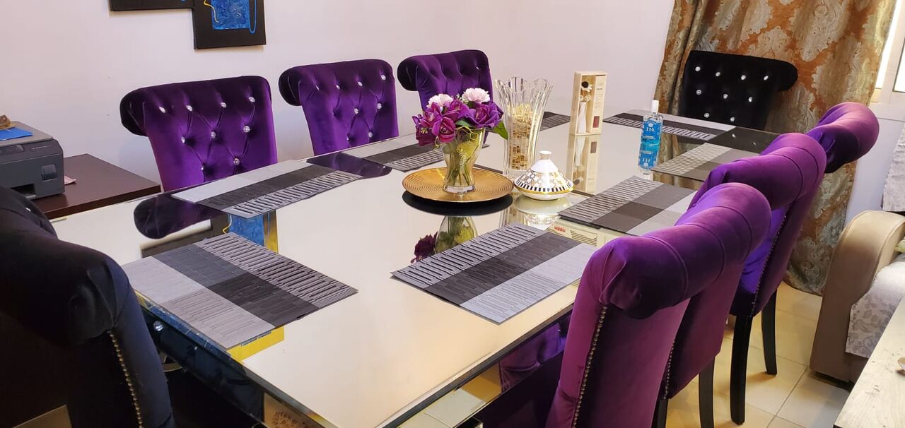 Riyadh, Furniture, SAR 1099,  ✨ Elegant 8-Seater Glass Dining Table – Like New | Only 1,099 SAR