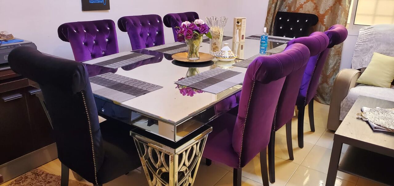 Riyadh, Furniture, SAR 1099,  ✨ Elegant 8-Seater Glass Dining Table – Like New | Only 1,099 SAR