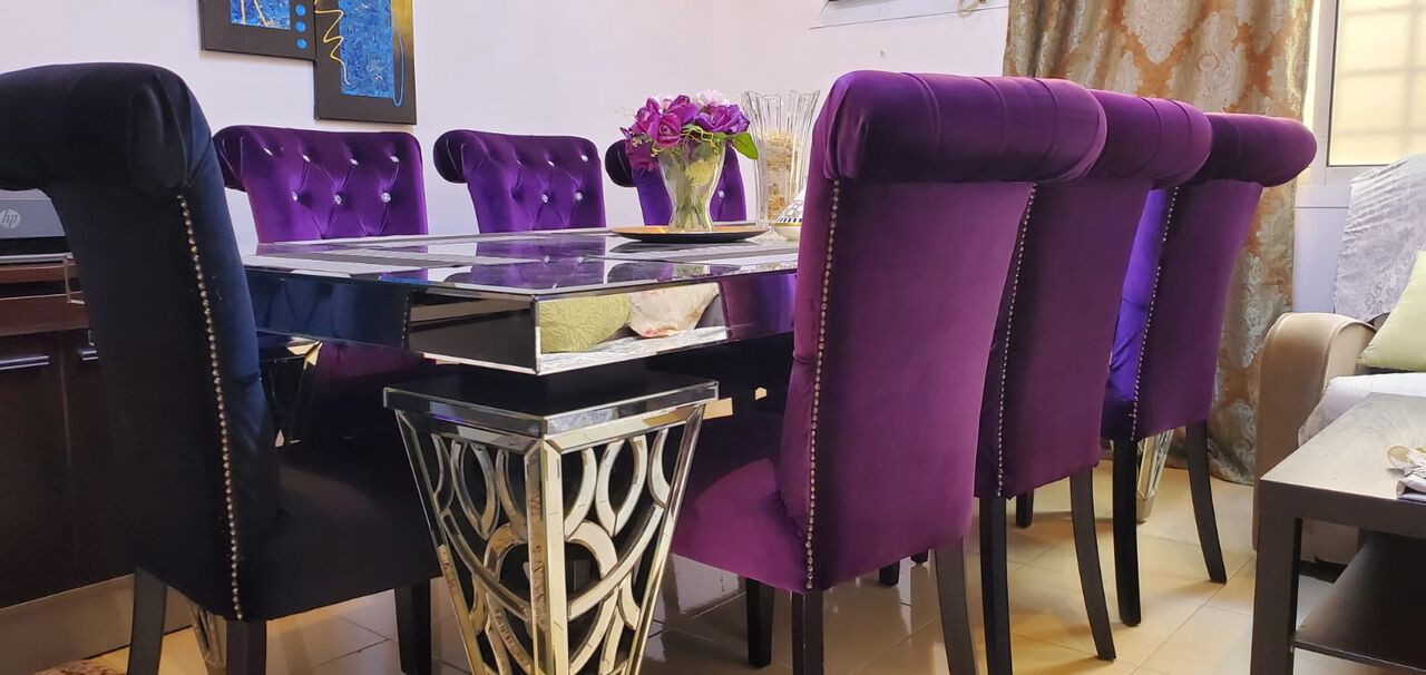 Riyadh, Furniture, SAR 1099,  ✨ Elegant 8-Seater Glass Dining Table – Like New | Only 1,099 SAR