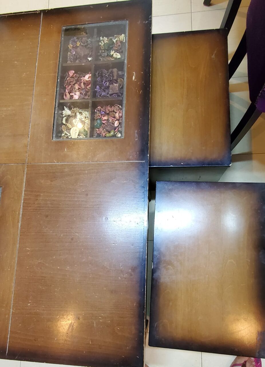 Riyadh, Free Items, SAR 1,  🪵 Wooden Center Table With 3 Hidden Stools – Only 95 SAR