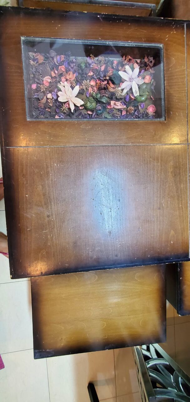 Riyadh, Free Items, SAR 1,  🪵 Wooden Center Table With 3 Hidden Stools – Only 95 SAR