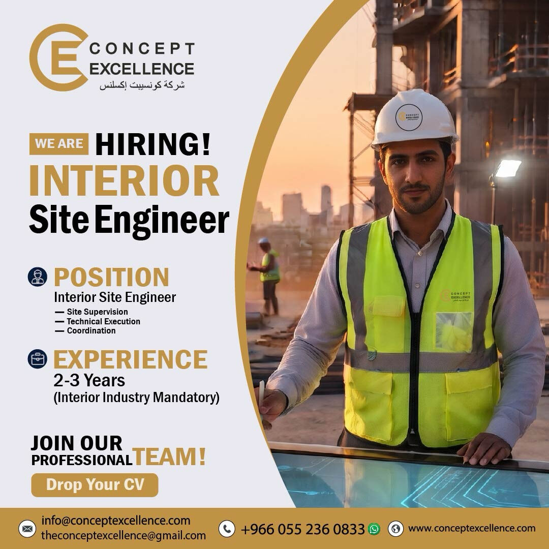 Jubail, Jobs, We Are Looking For Urgently Interior Site Engineer: