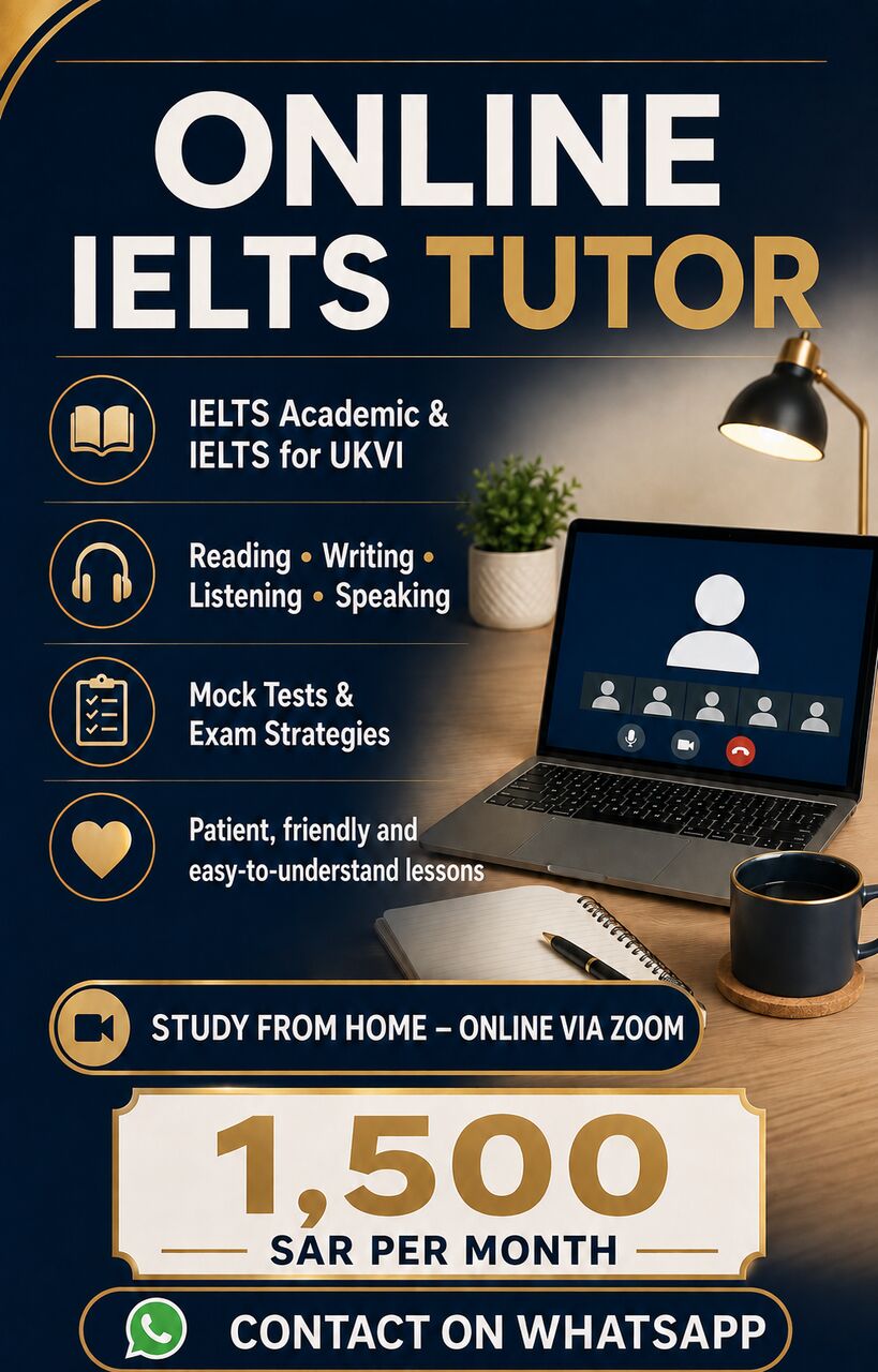 Jeddah, Lessons Offered, Online IELTS Academic & UKVI Tutor &ndash; 800 SAR Monthly