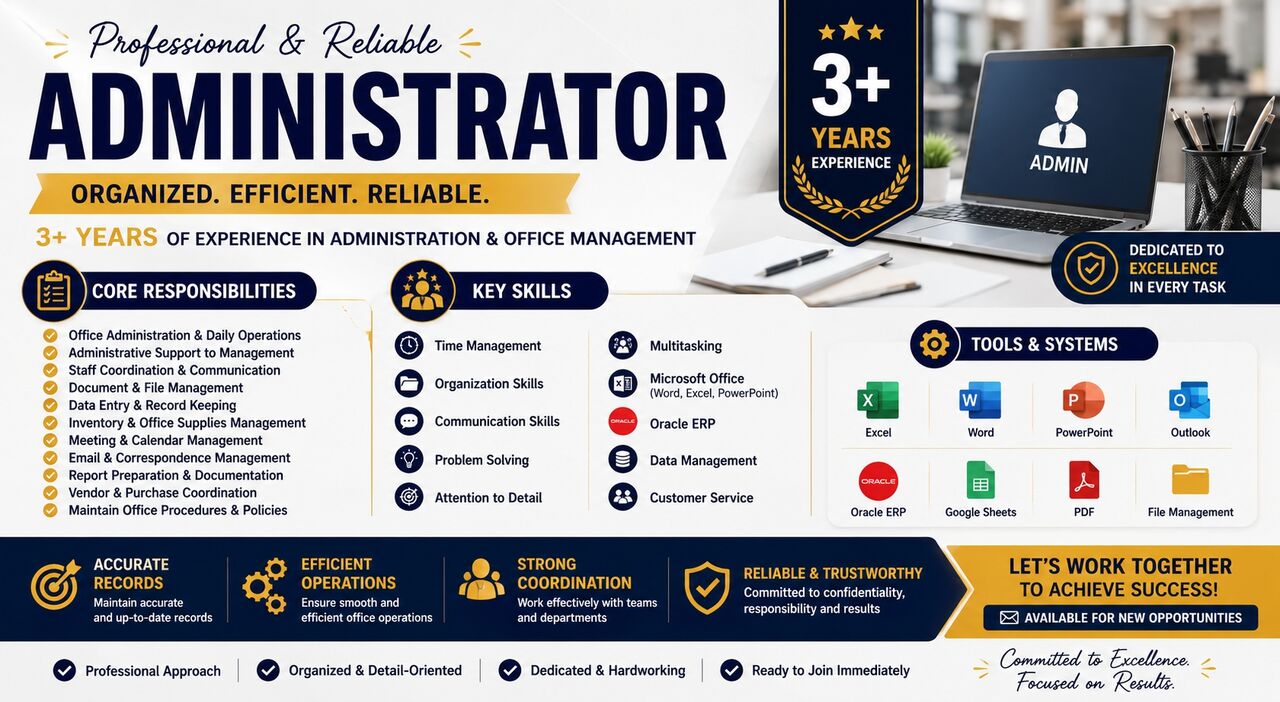 Madinah, Job Seekers, Office Administrator & Coordinator