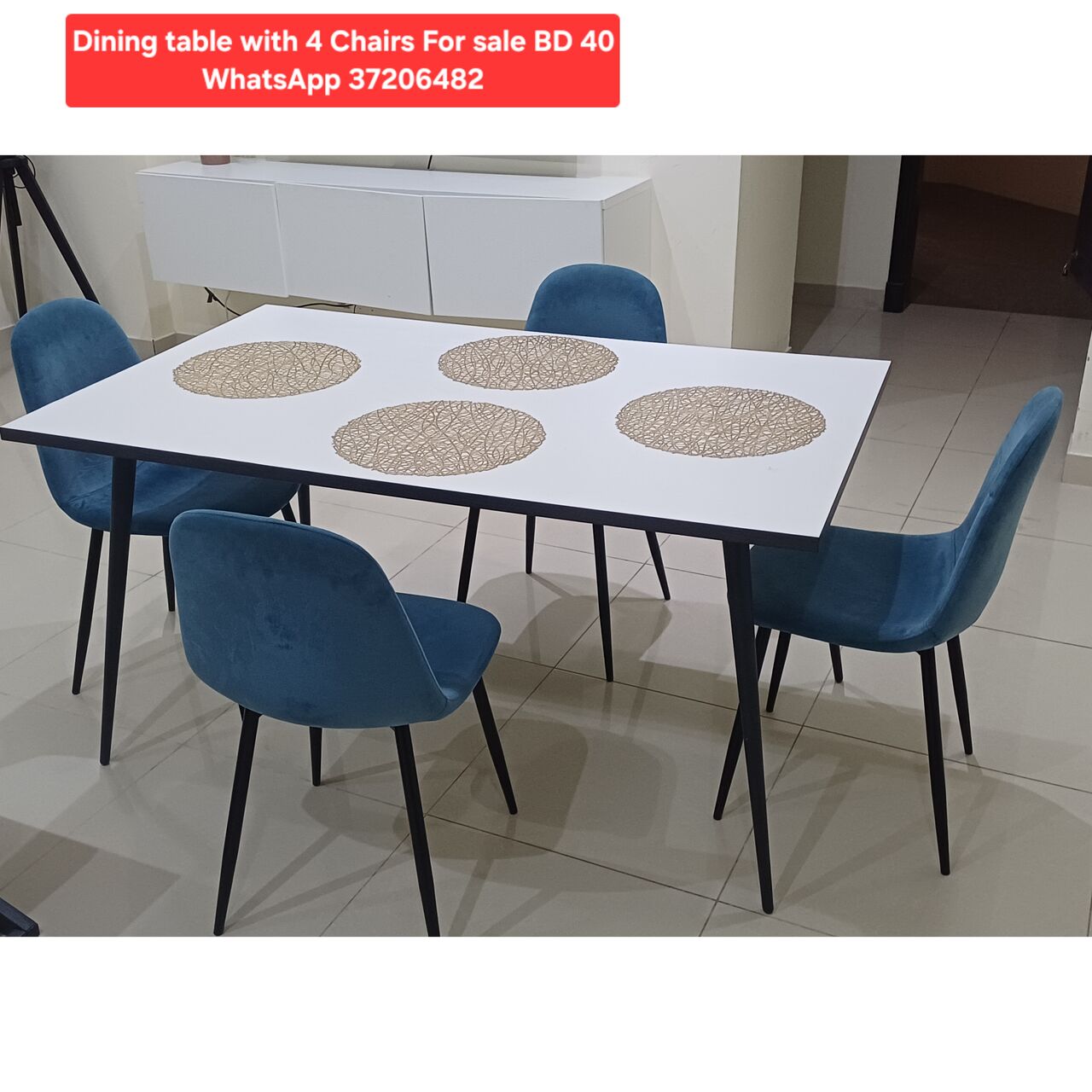 Manama, Furniture, BHD 40,  ✅️ Dining Table With 4 Chairs For Sale In Good Condition With Delivery