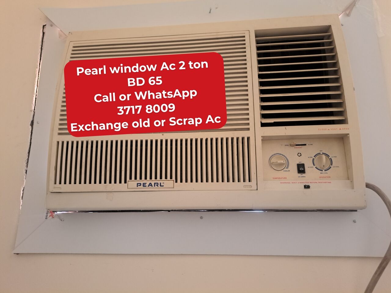 Manama, Air Conditioners, BHD 65,  🌍🌎Pearl Window Ac 2 Ton In Good Condition For Sale With Delivery And Fixing
