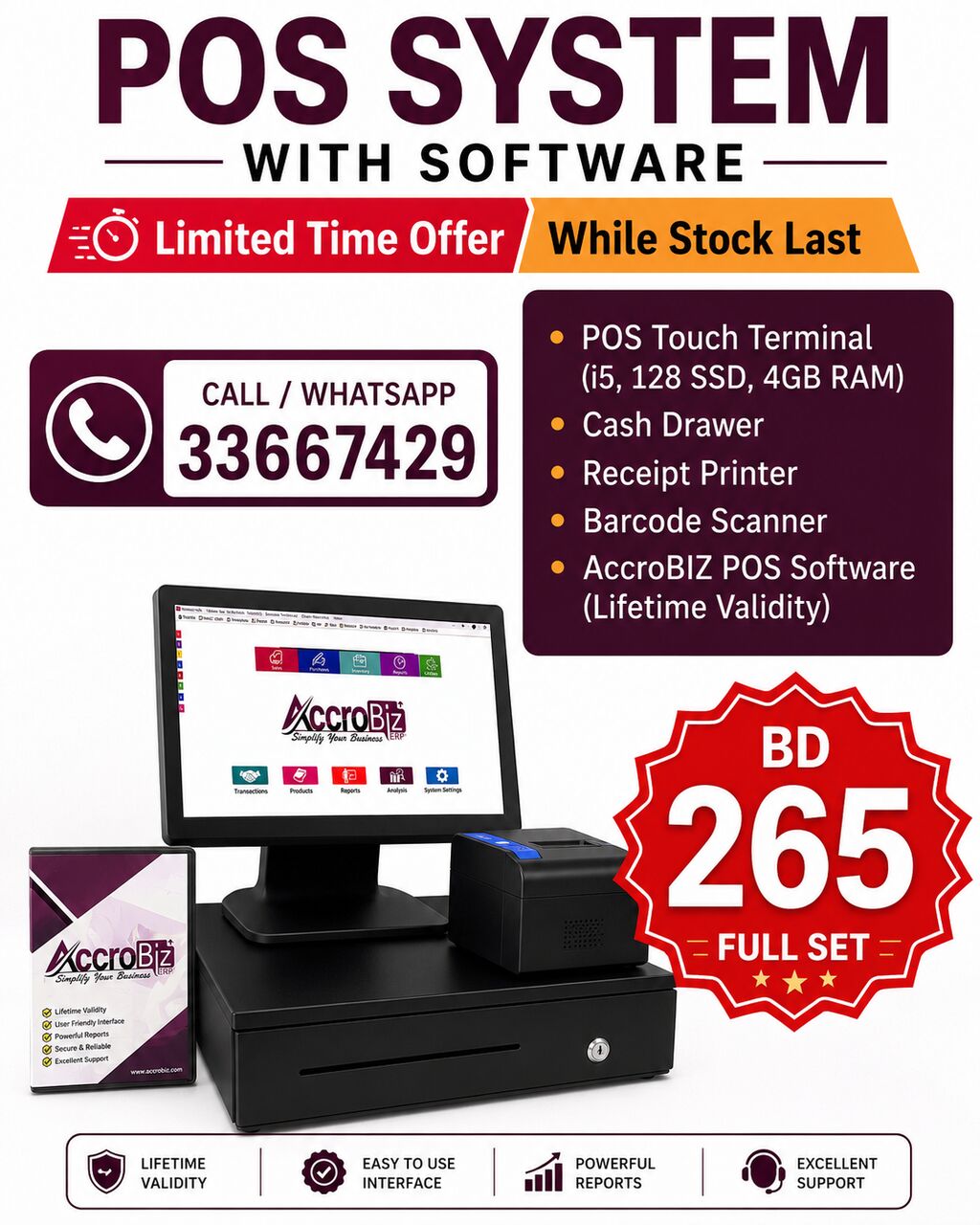 Muharraq, Computers, BHD 265,  🛒 Complete POS System With Lifetime Software – Only BD 265!