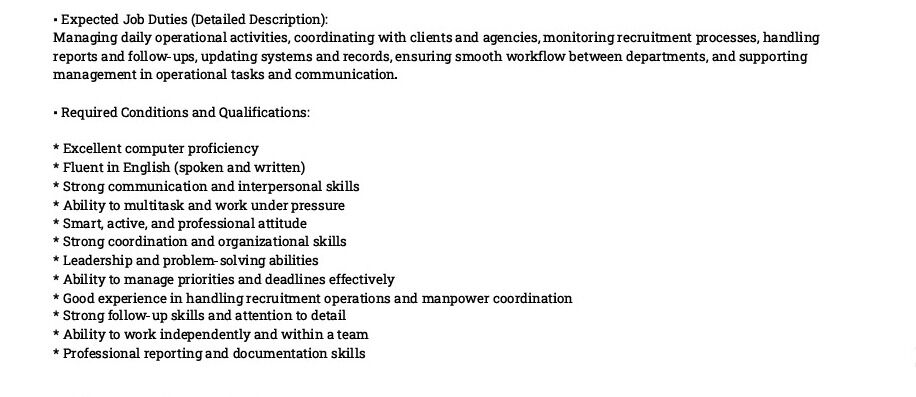 Jidhafs, Jobs, We Are Hiring For Oman (OPERATIONS COORDINATOR)