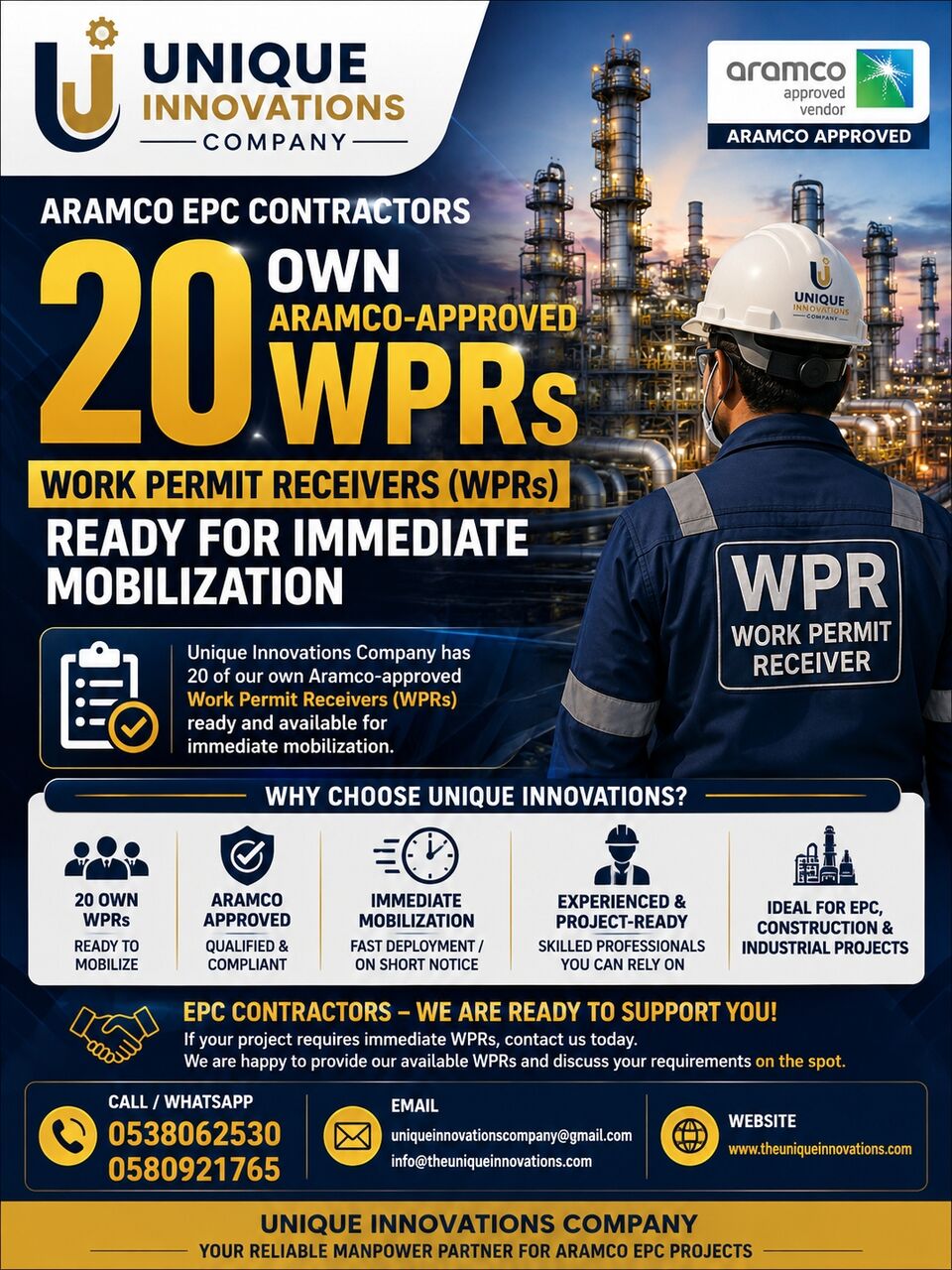Riyadh, Manpower, # 🚨 ARAMCO-APPROVED WPRs AVAILABLE NOW 🚨