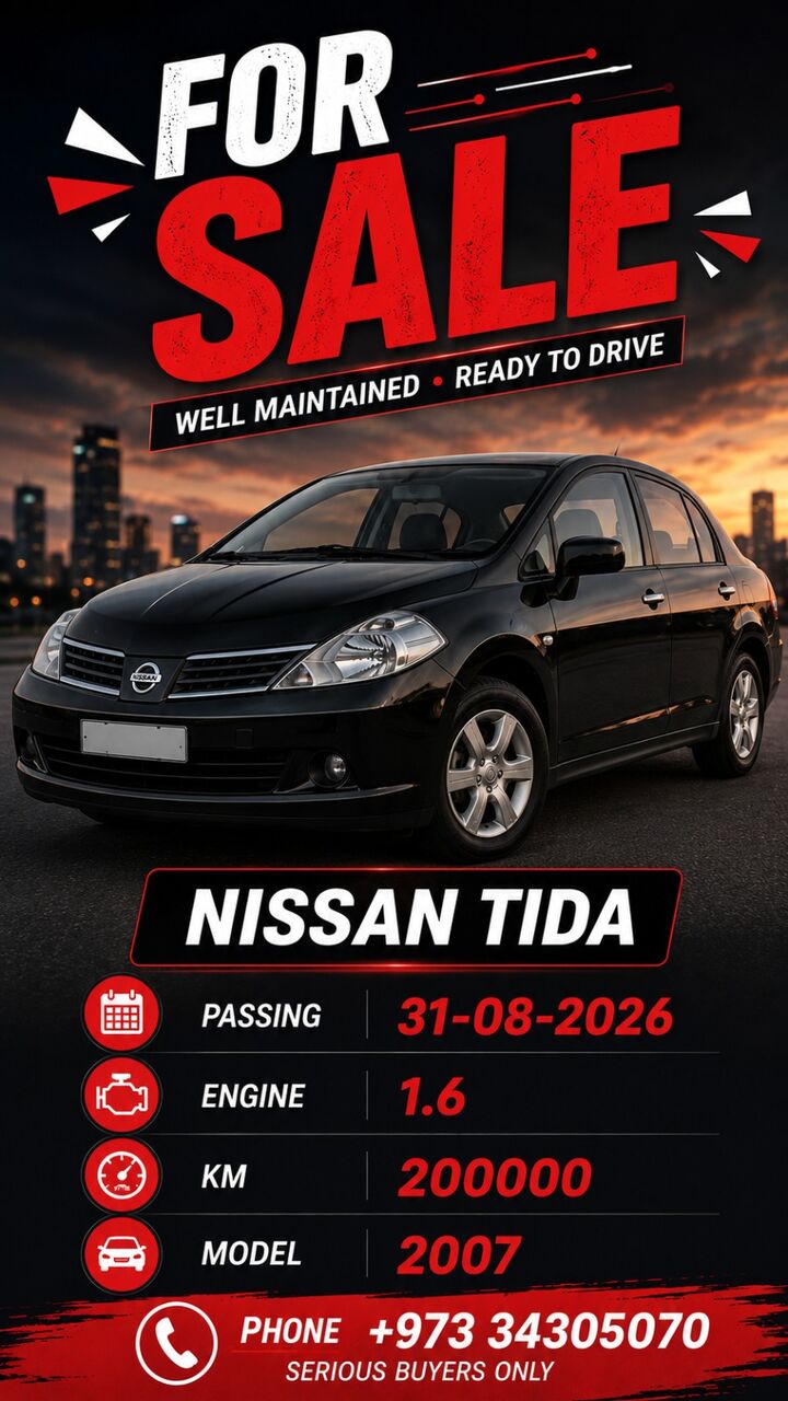 Budaiya, Vehicles, Cars & Trucks , BHD 1000,  Nissan Tida 1.6,  2007,  Automatic,  200000 KM,  Good Conditioned Nissan Tida  Model