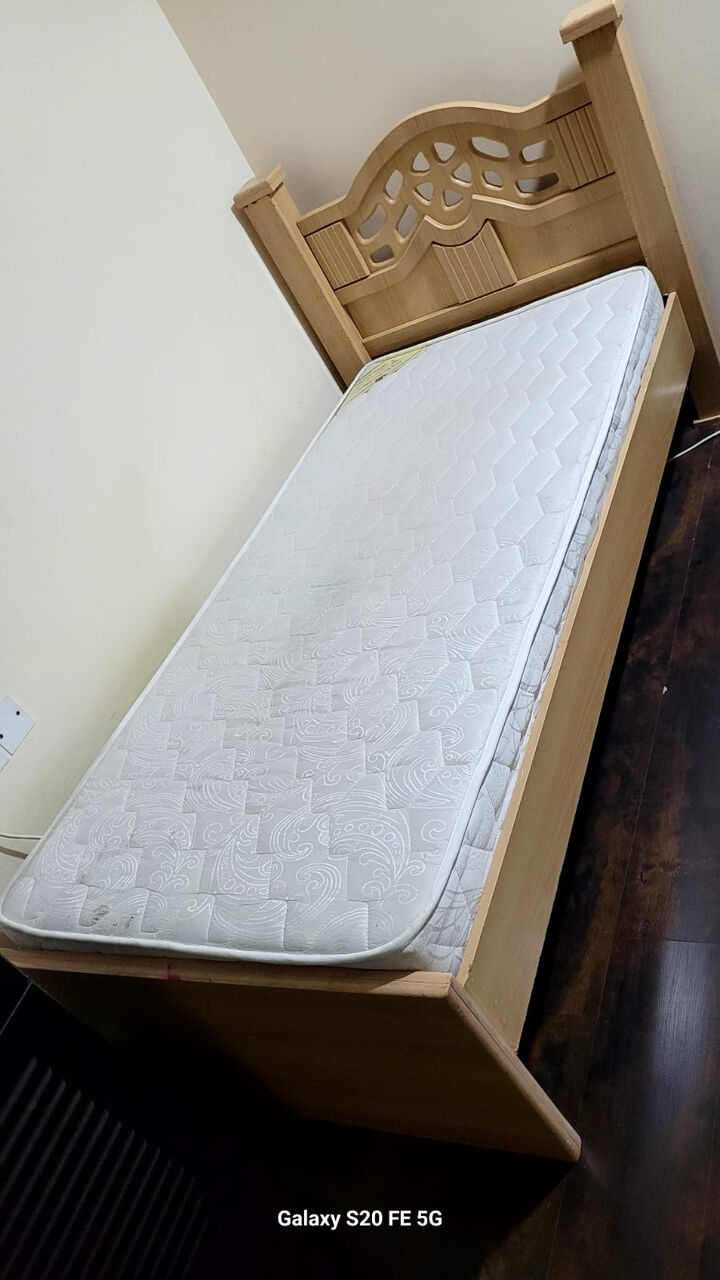 Adliya, Furniture, BHD 30,  ✅ Bed With Mattress And 2door Wardrobe For Sale In Good Condition