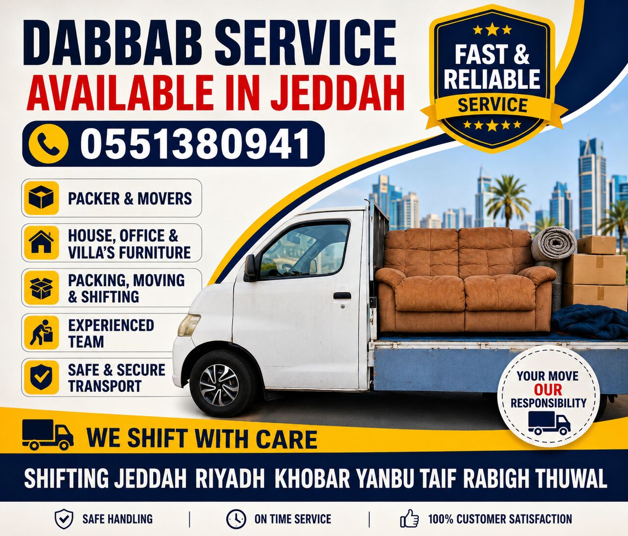 Jeddah, Labor/Moving, Door To Door House Furniture Shifting & Dabbab Service Available...0551380941