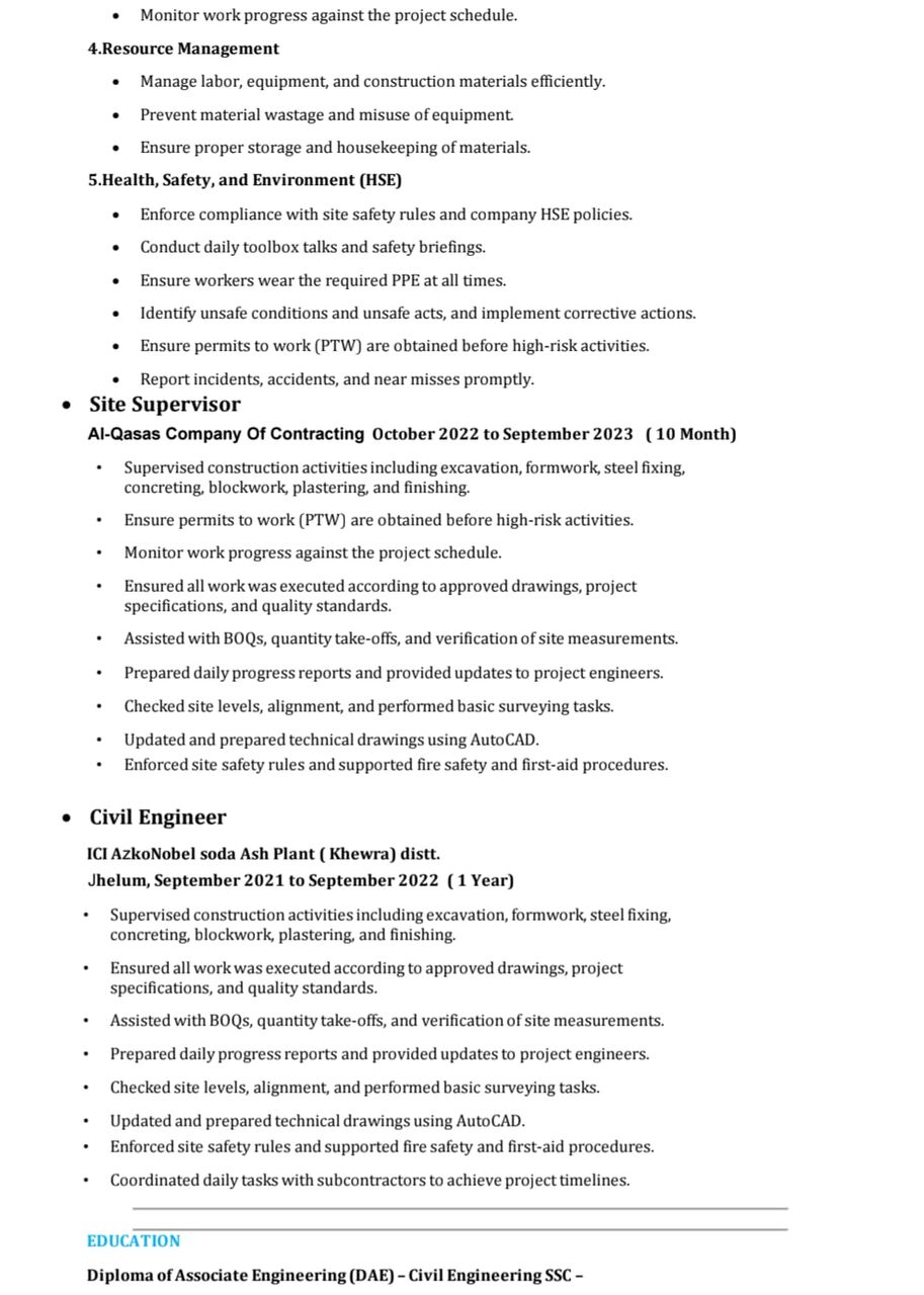 Riyadh, Job Seekers, Civil Site Supervisor/civil Engineer /civil Formen