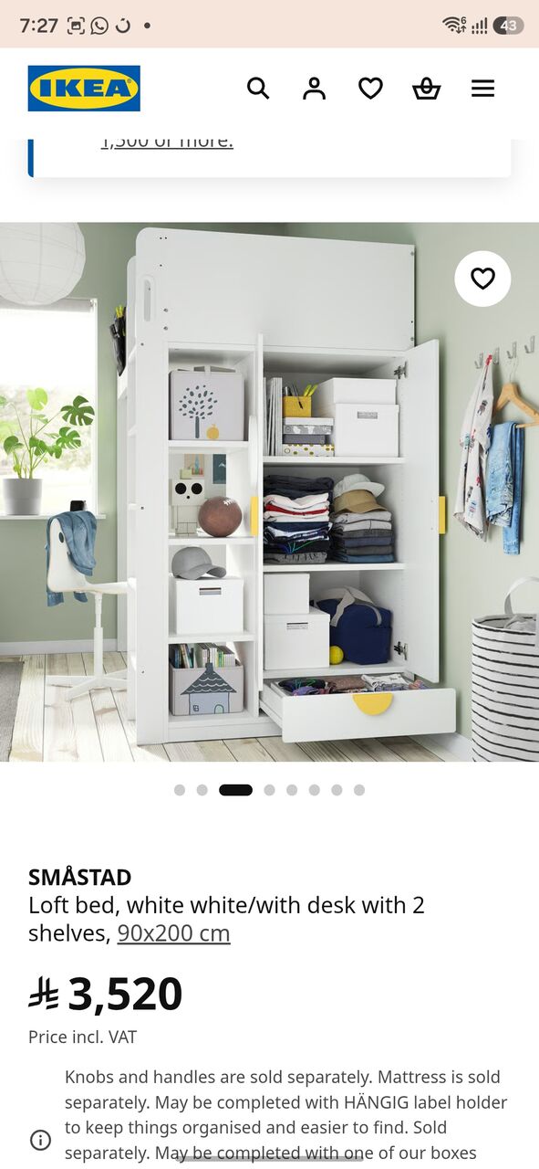 Khobar, Furniture, SAR 700,  Kids Bed With Table And Cupboard