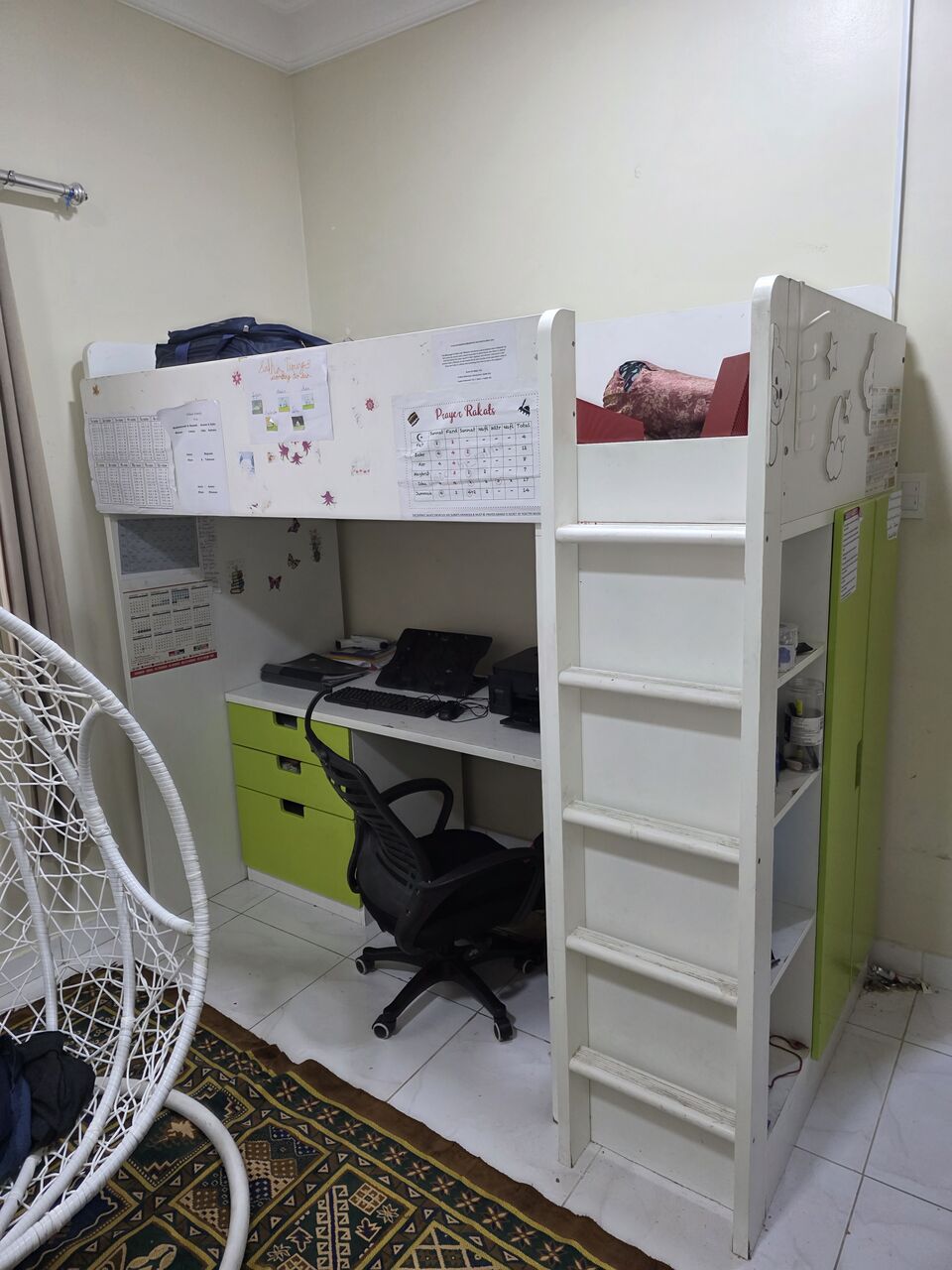 Khobar, Furniture, SAR 700,  Kids Bed With Table And Cupboard