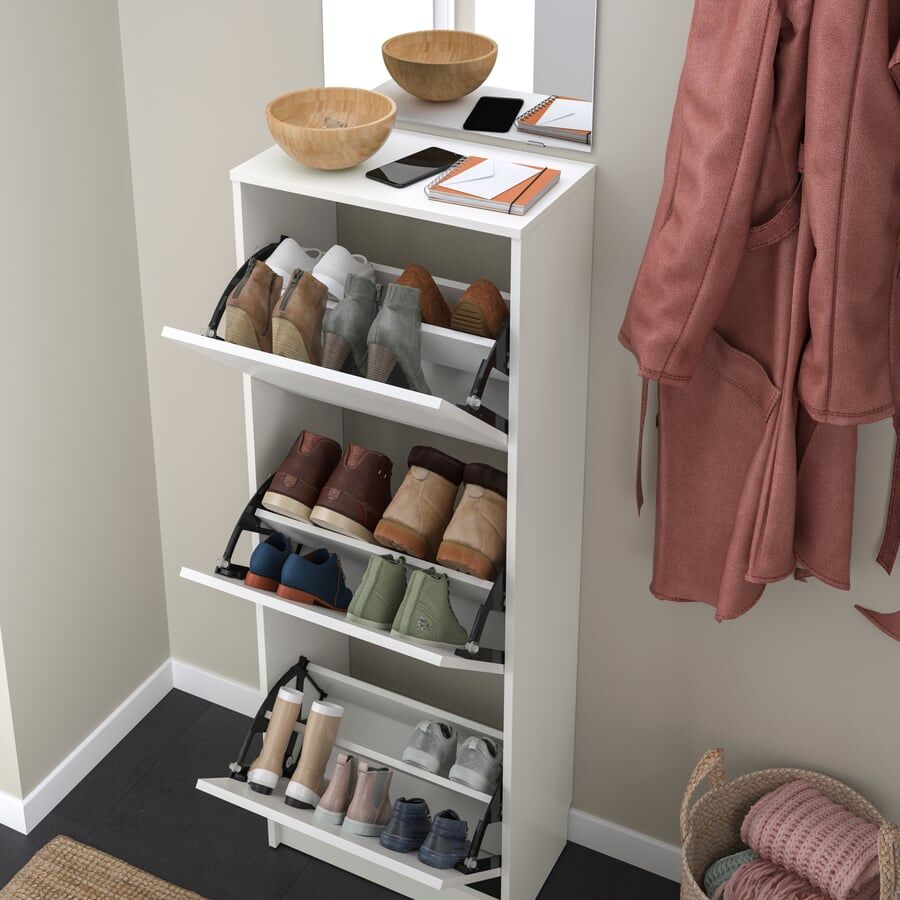 Al Rimal, Furniture, SAR 140,  For Sale: IKEA 3-Compartment Shoe Cabinet (White)