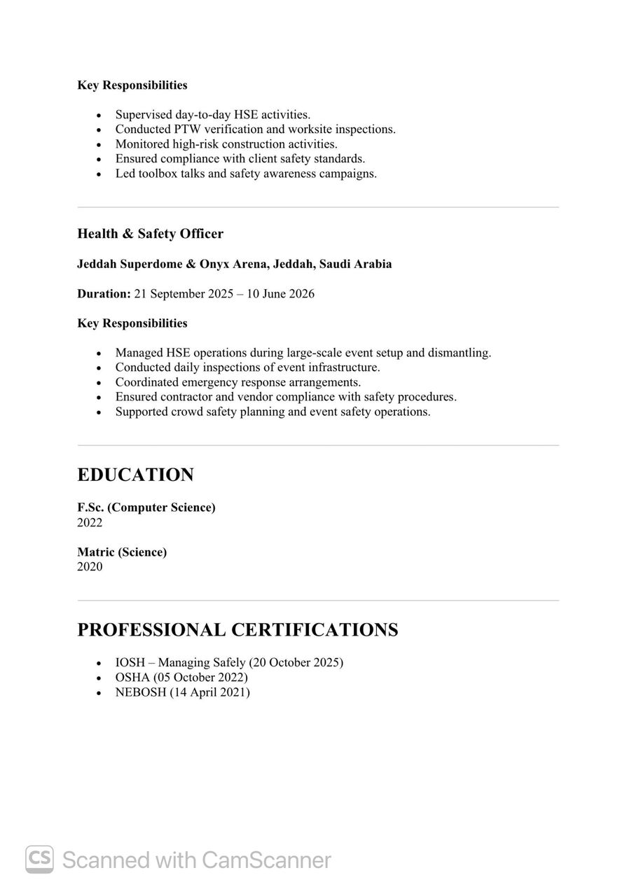 Riyadh, Job Seekers, Safety Officer