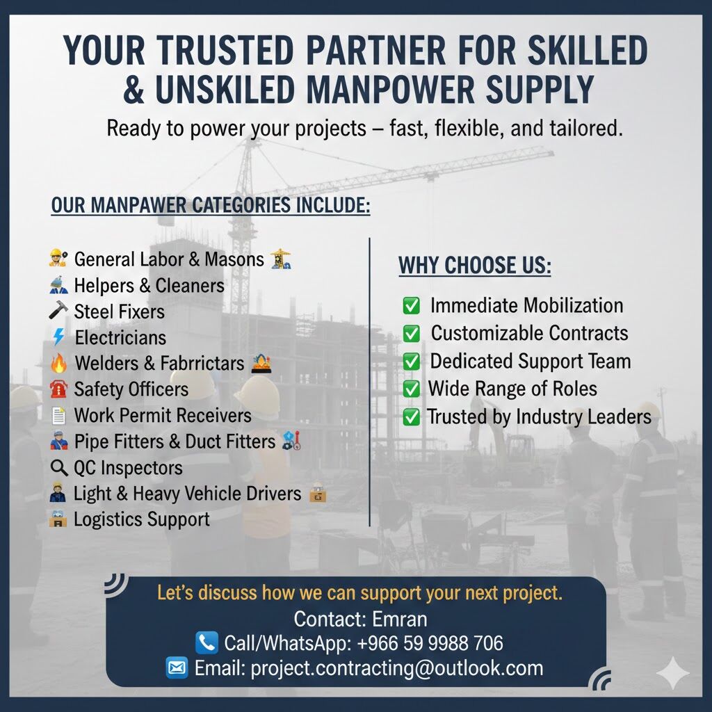 Riyadh, Manpower, Your Trusted Partner For Skilled & Unskilled Manpower✅ Powering Your Projects✅0599988706..