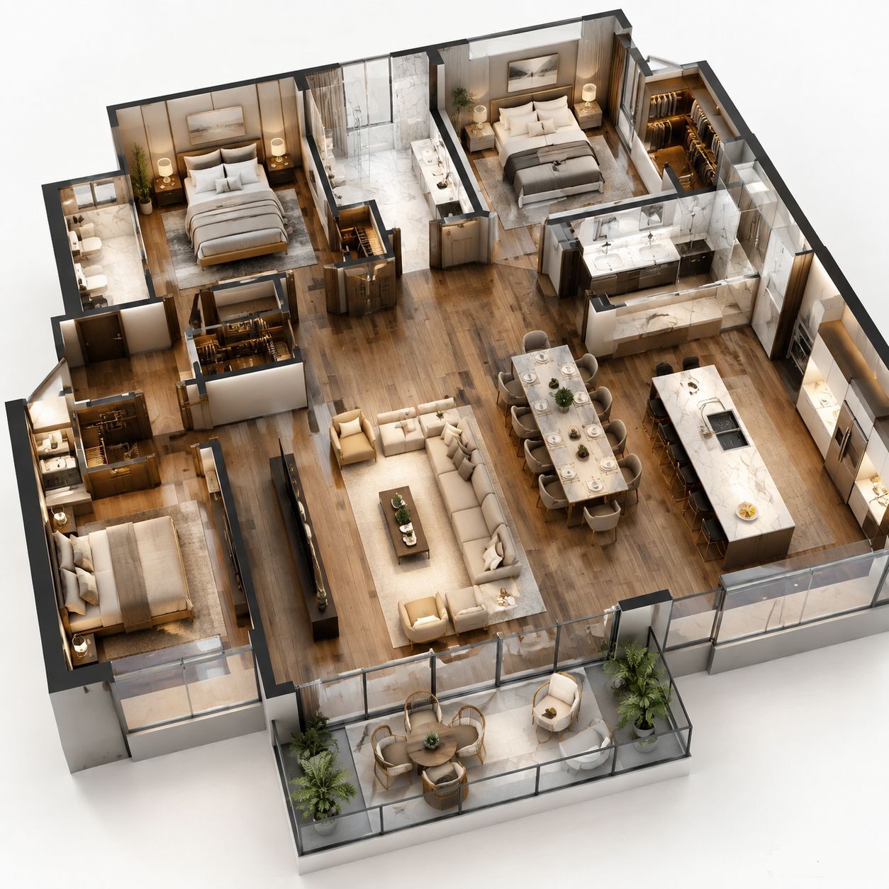 New York, Interior Design, Classic 3D Floor Plan Rendering For Modern Spaces
